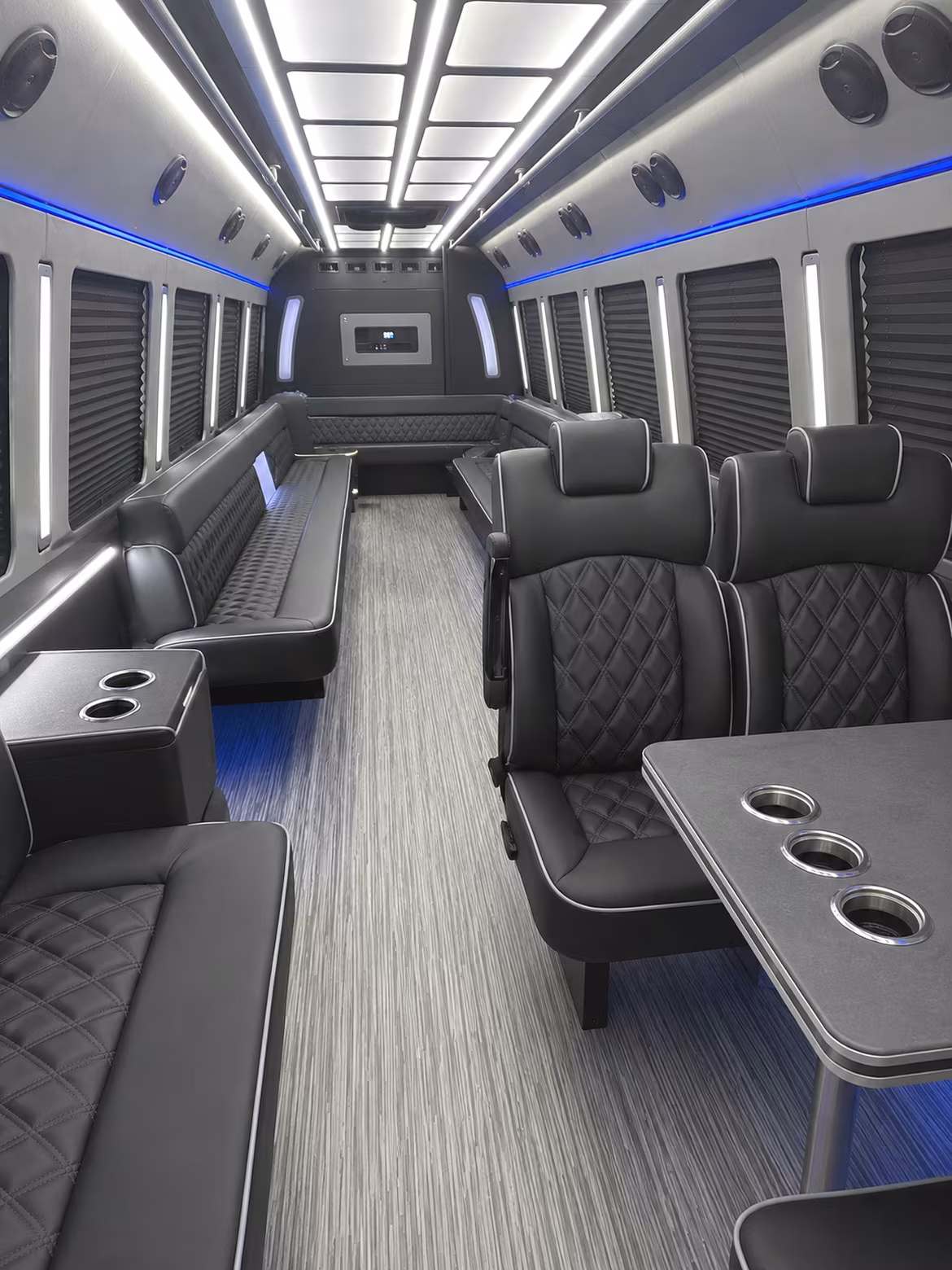 whittier 25 passenger party bus inside