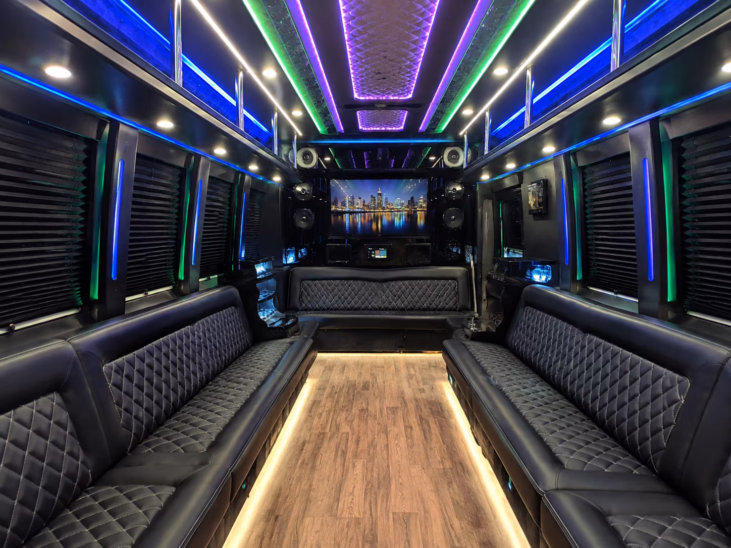 whittier 25 passenger party bus interior