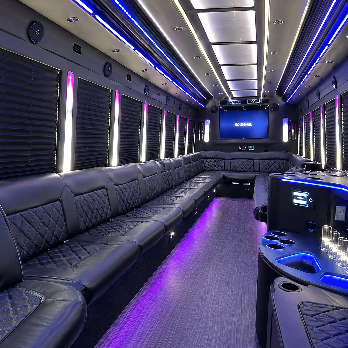 whittier 30 passenger party bus inside