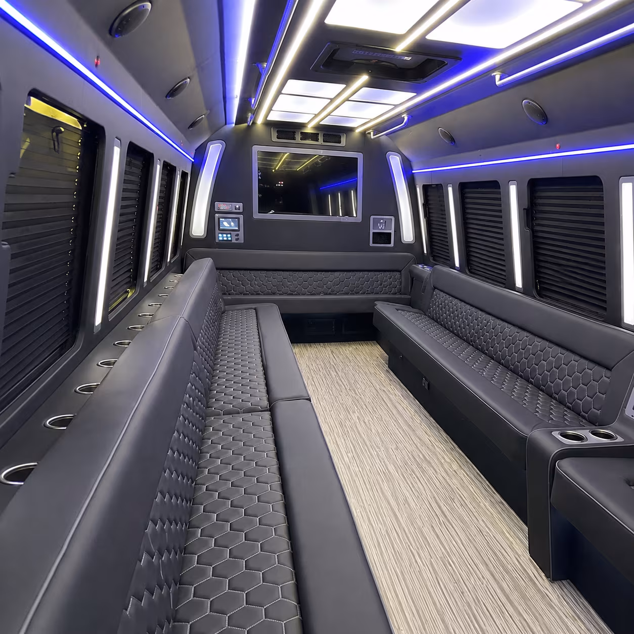 whittier 40 passenger party bus inside