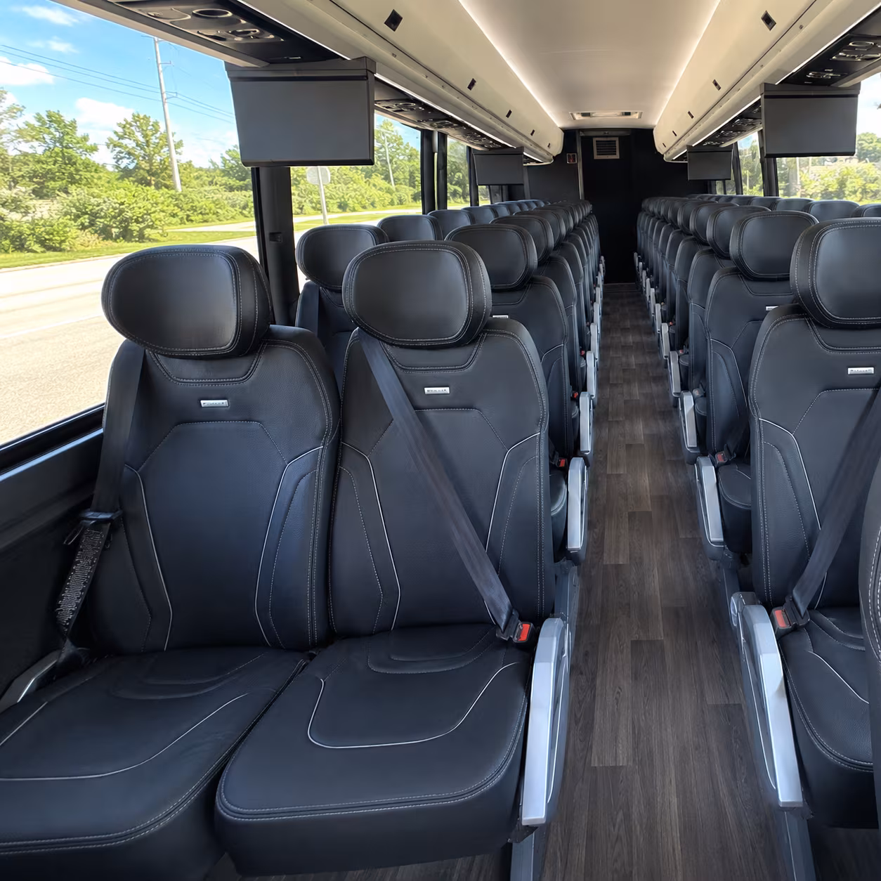 whittier 47 passenger charter bus inside